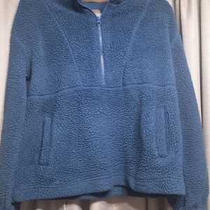 Koolaburra Teal Blue Sherpa Half-Zip Pullover